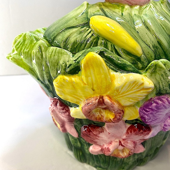 PREOWNED FLORAL PORCELAIN 3D HAND-PAINTED FLOWER TEAPOT - Picture 3 of 11